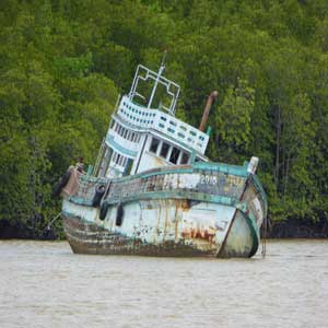 Dilapidated boat in Krabi