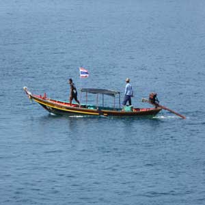 Longtail boat in the sea